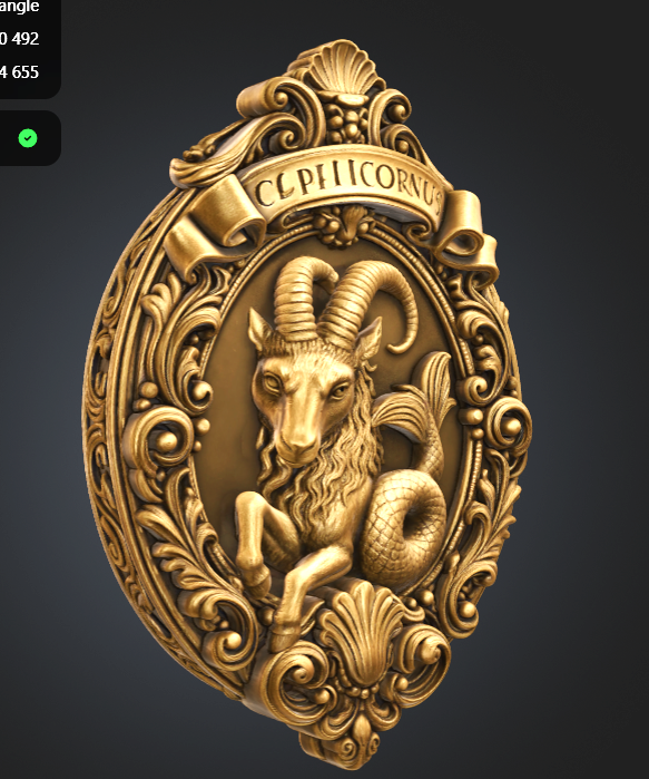 Capricorn Zodiac Sign STL File for 3D Printing