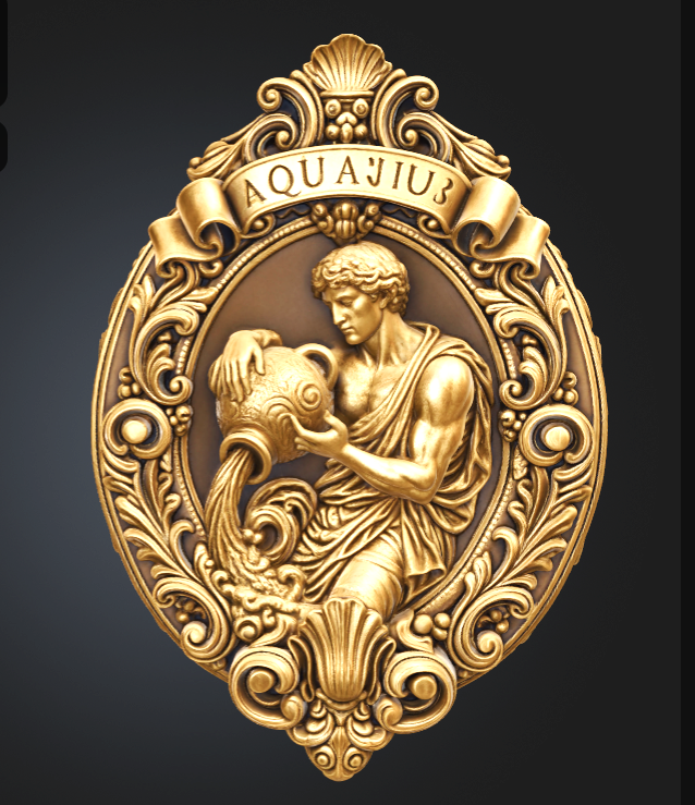 Aquarius Zodiac Sign STL File for 3D Printing