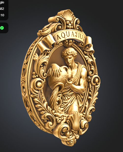Aquarius Zodiac Sign STL File for 3D Printing