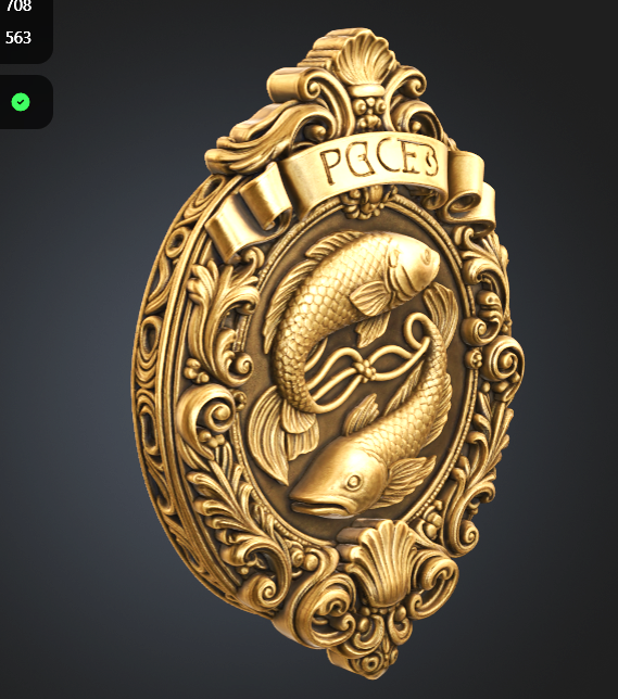 Pisces Zodiac Sign STL File for 3D Printing